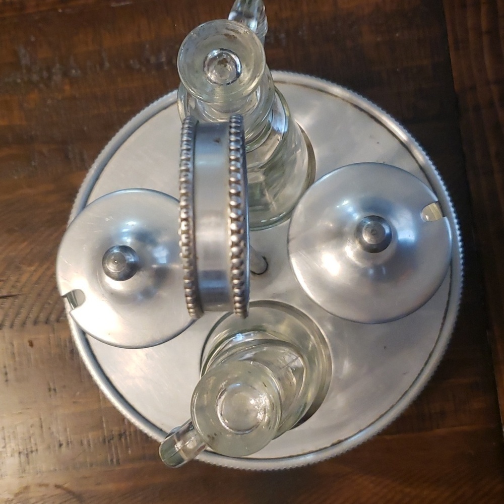 Vintage Aluminum Cruet Condiment Caddy Spinning by Buenilum - Picture 3 of 6